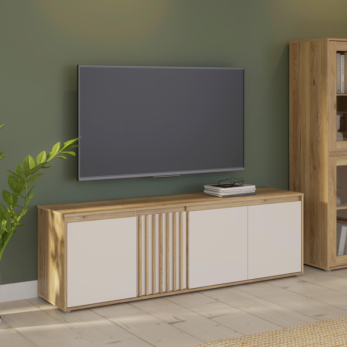 Tv Elem Eliston - tölgyfa színű/homokszínű, Natur, műanyag/faalapú anyag (174,3/56,1/41,5cm) - Modern Living