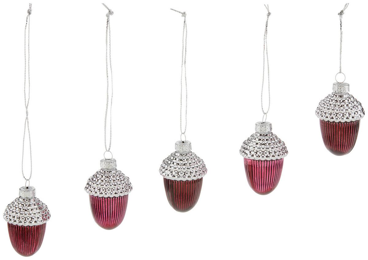 Karácsonyfadísz Eichel - magenta/piros, Basics, műanyag (5cm) - Ondega