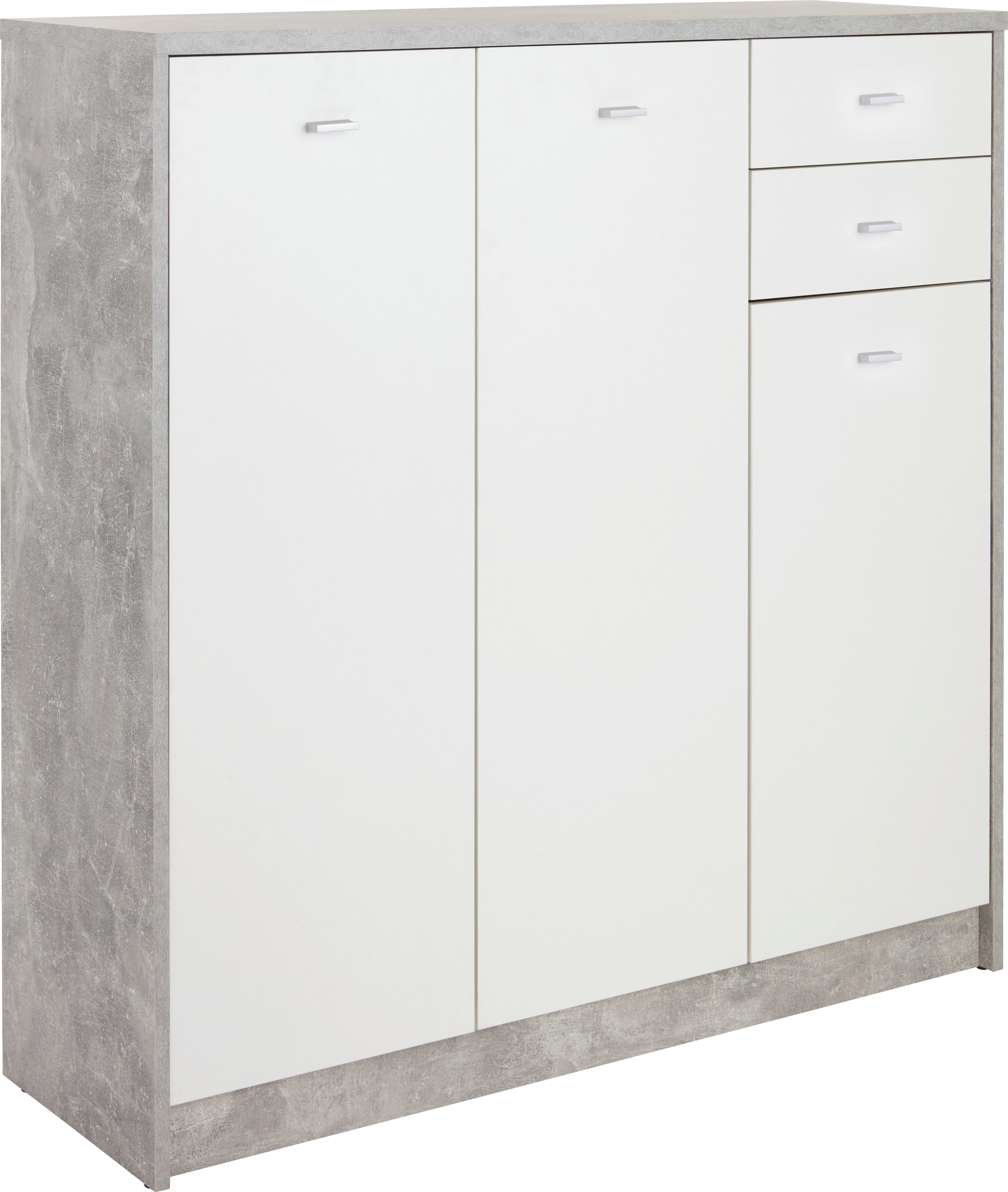 Kommode B 109,1 cm 4-You New, Beton Optik/Weiß - Schwarz/Weiß, MODERN, Holzwerkstoff (109,1/111,4/34,6cm)