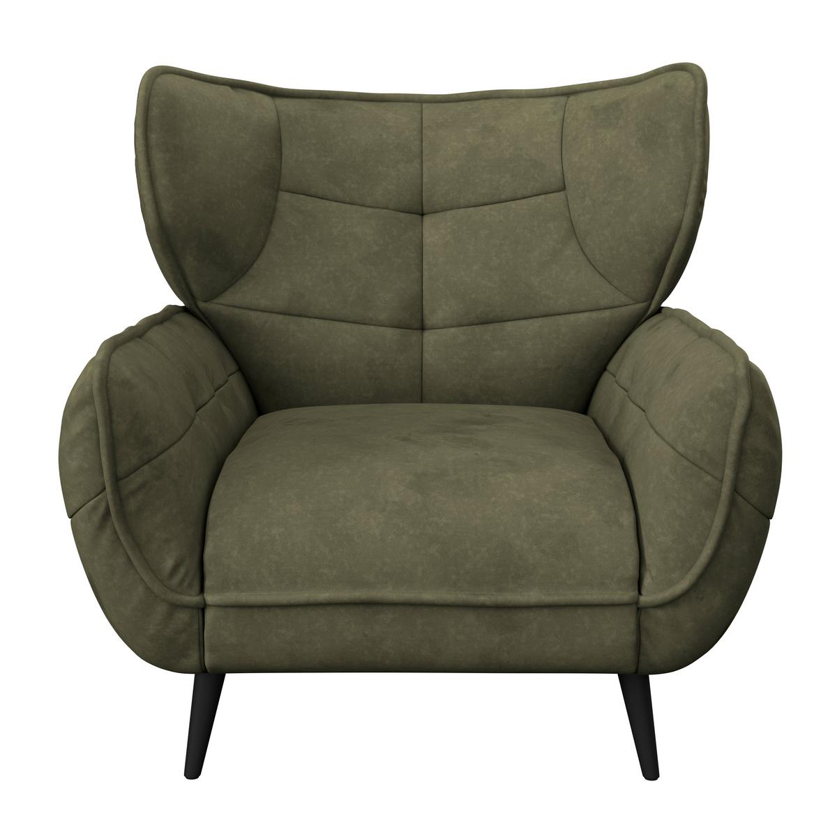 Kreslo ušiak PESCARA. tmavozelená - čierna/tmavozelená, Modern, textil (103/105/98cm)