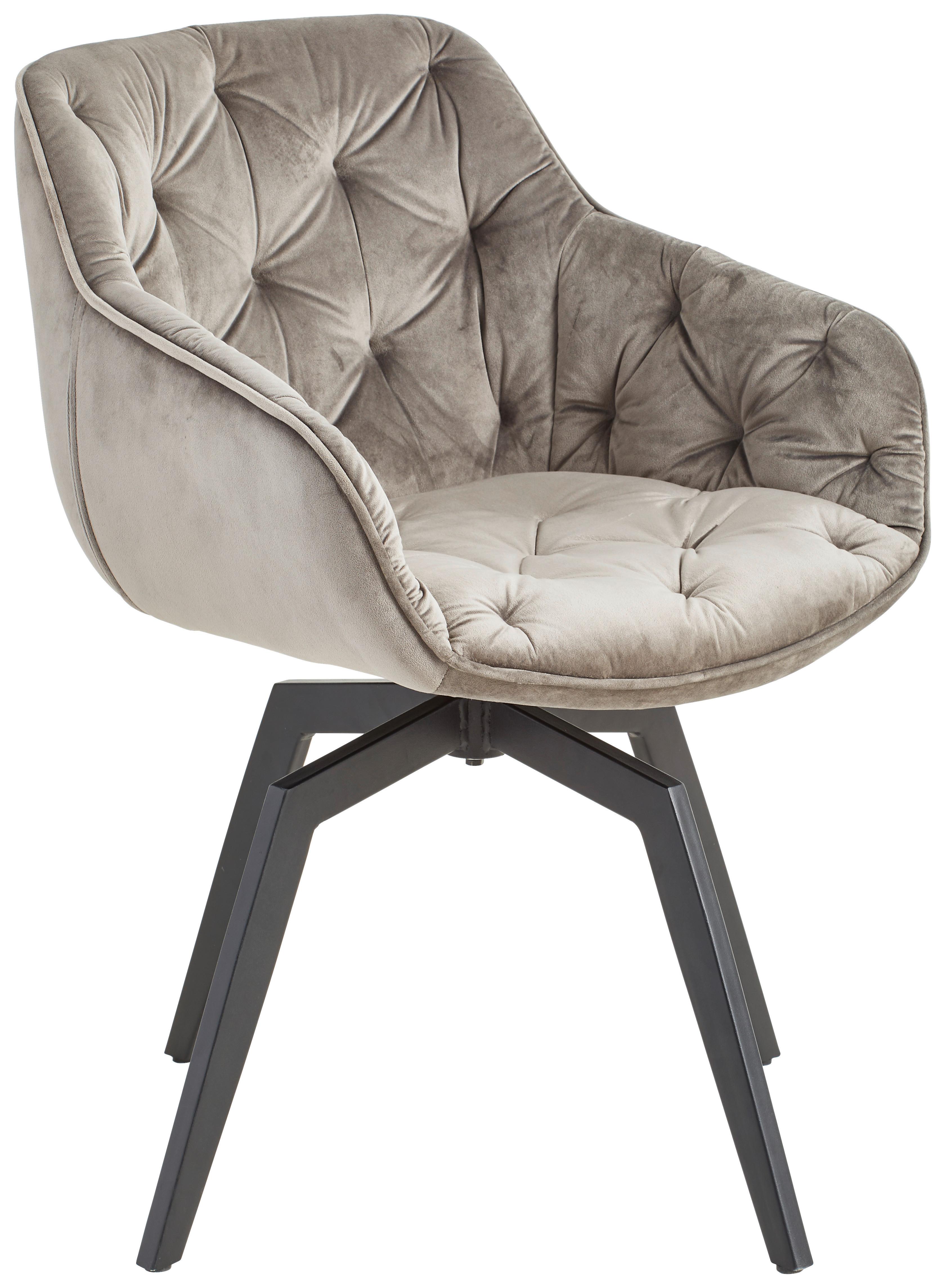 Armlehnstuhl Avegno Grau mit drehbare Sitzfläche - Schwarz/Grau, MODERN, Holz/Textil (59,5/84/63,5cm) - Livetastic