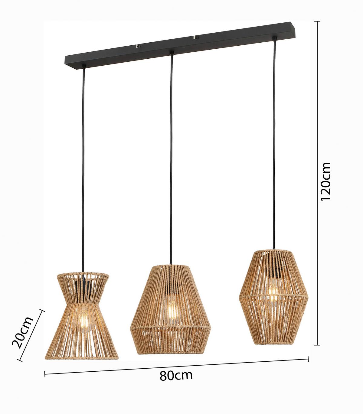 Závesné svietidlo Naturm - černá/přírodní barvy, Konvenční, kov/papír (80/20/120cm) - Modern Living