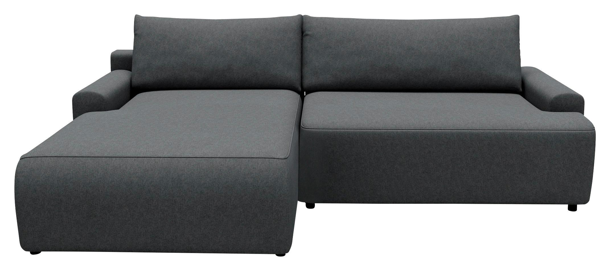 Eckschlafsofa Prag Graphitfarben S: 167x253 cm - Schwarz/Graphitfarben, MODERN, Textil (167/253cm) - Trendmanufaktur