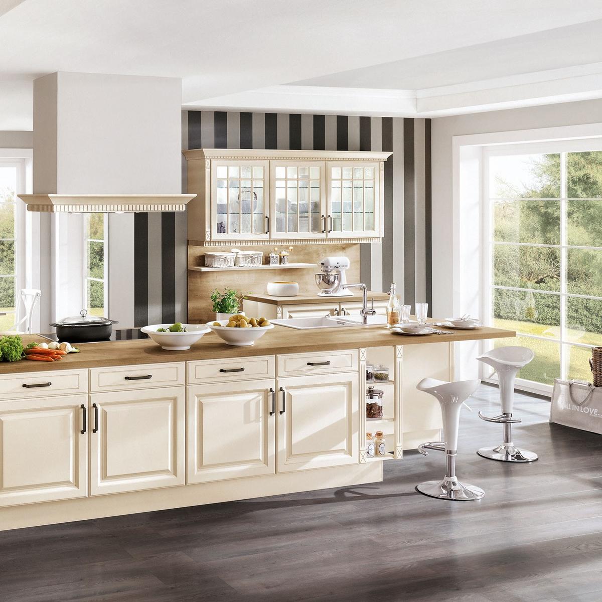 Einbauküche Chicago Frei Planbar Landhausstil - Eichefarben/Creme, MODERN, Holzwerkstoff - Vertico
