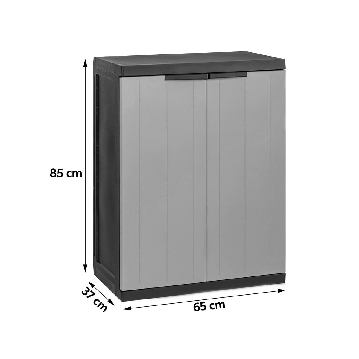 Werkzeugschrank Bio Midi Klein 65x85x37 cm versperrbar - Hellgrau/Schwarz, Basics, Kunststoff (65/85/37cm)