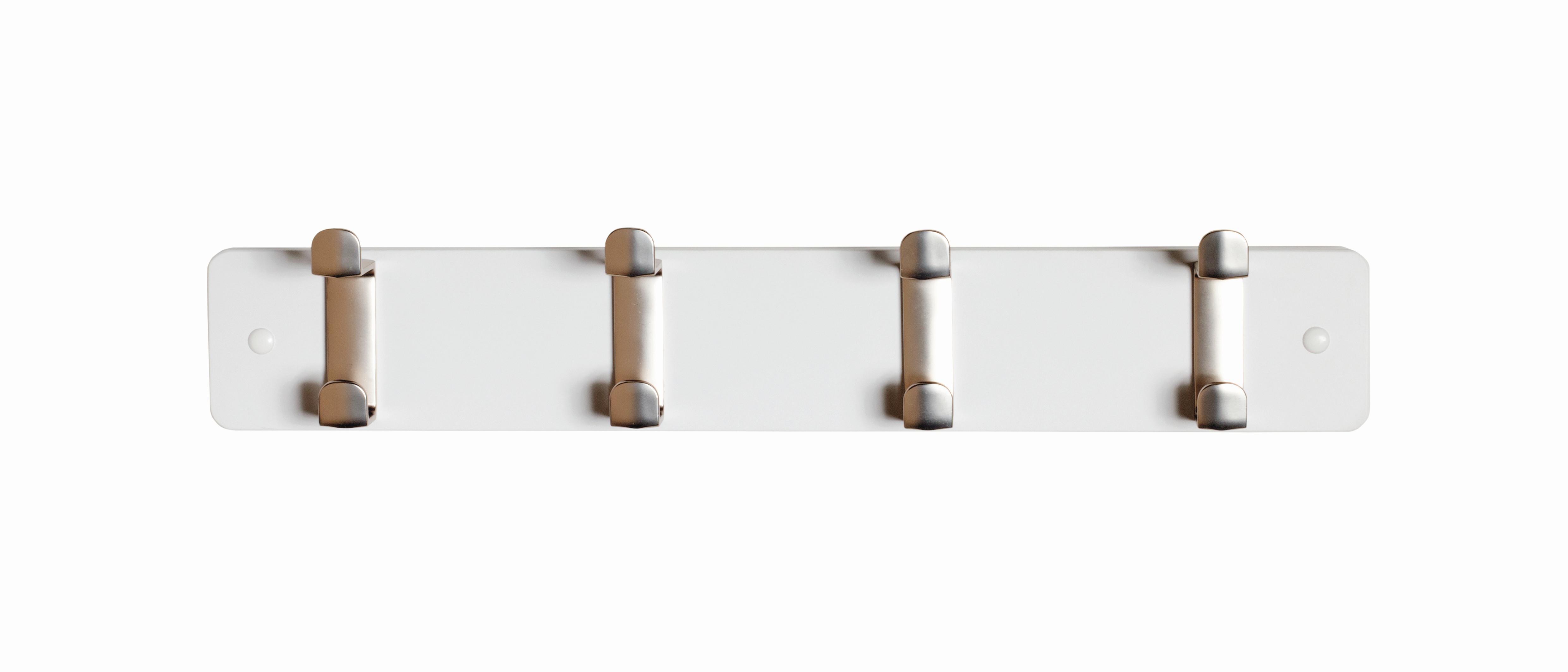 Lišta s háčikmi Freddy 4, biela - biela/farba ušľachtilej ocele, Konventionell, kov/kompozitné drevo (45/7/6cm) - Mömax