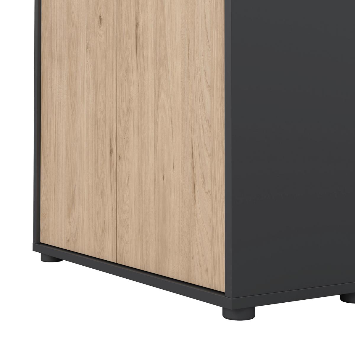 Highboard Sign Grau/Eichefarben, L: 79,6 cm - Eichefarben/Schwarz, MODERN, Holzwerkstoff (79,6/34,3/123,6cm) - MID.YOU