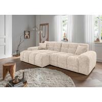 Ecksofa Bosco, Creme S: 152x301 cm - Creme/Schwarz, MODERN, Textil (152/301cm) - Livetastic