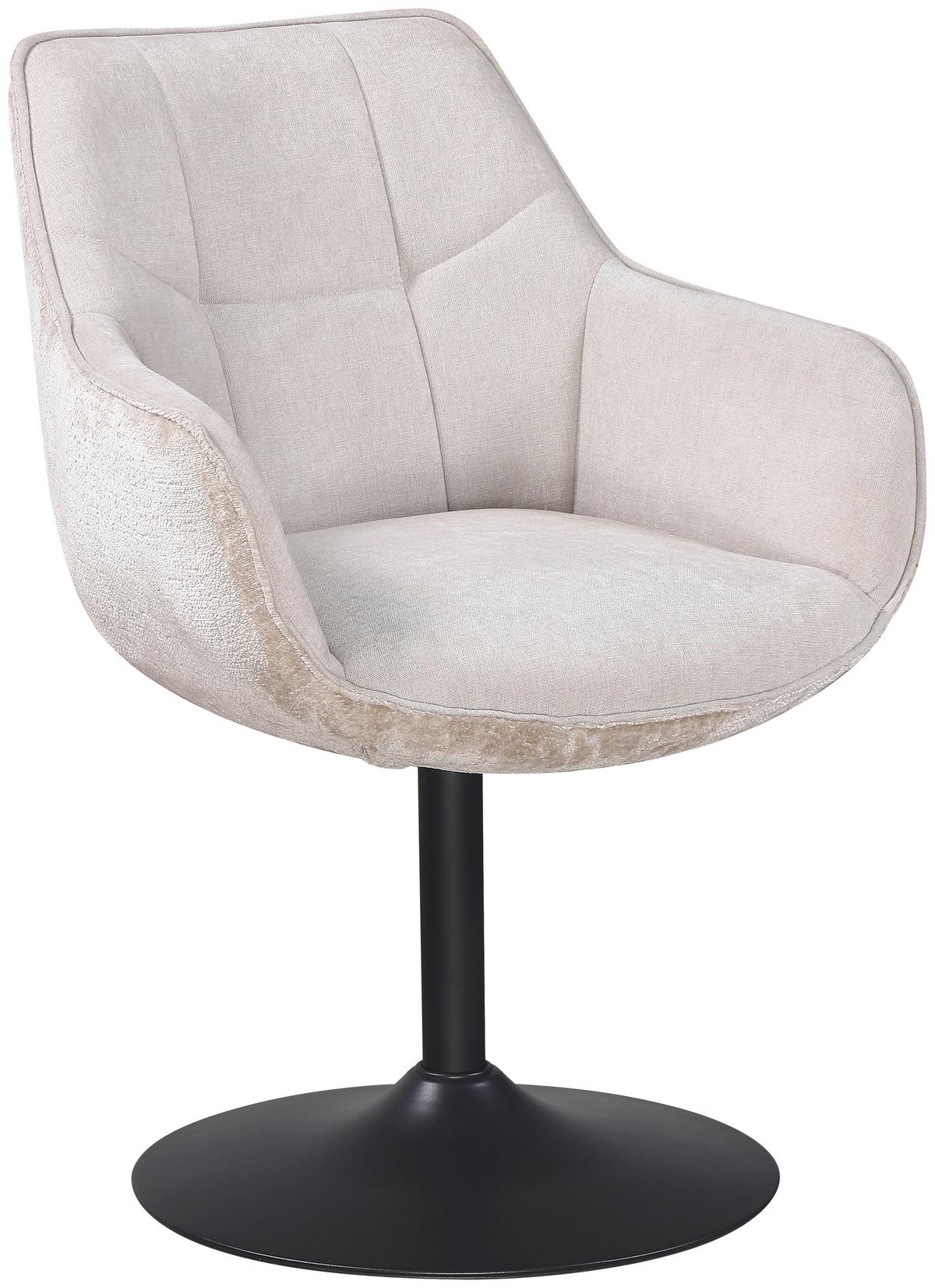 Armlehnstuhl Kaleo Chenille Beige, B: 63 Cm - Beige/Schwarz, KONVENTIONELL, Textil/Metall (63/87/64cm) - MID.YOU