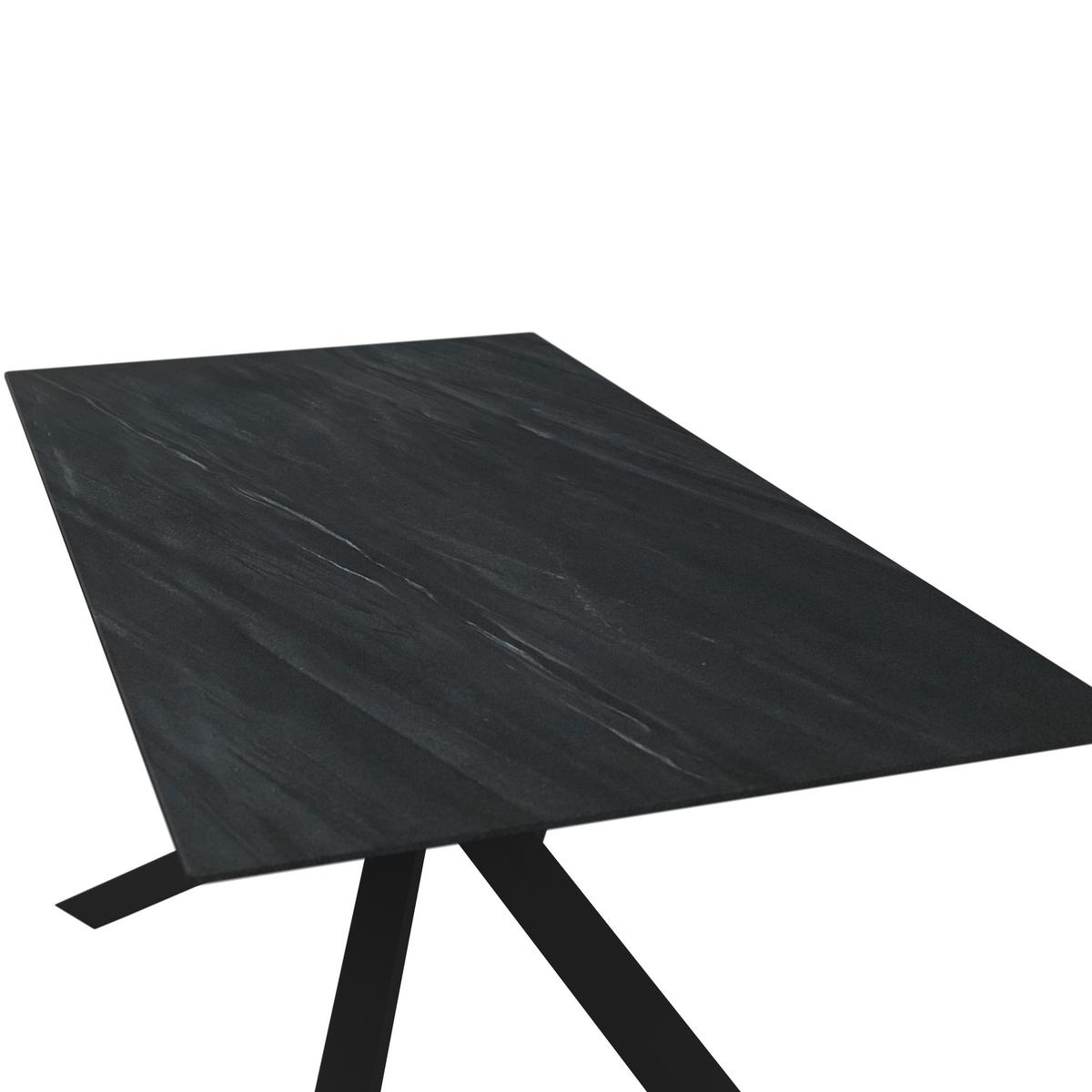 Jídelní stůl Livan tmavě šedá keramika - černá/tmavě šedá, Moderní, kov/kámen (180/90/76cm) - Bessagi Home