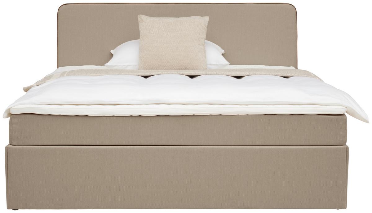 Boxbett Mit Topper 160x200 Cm Anton Beige - Beige, KONVENTIONELL, Holz/Textil (160/200cm) - P & B