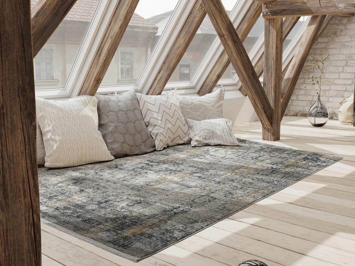 Webteppich Grau/Goldfarben Sinfonia 67x130 cm - Goldfarben/Grau, Design, Textil (67/130cm) - Musterring
