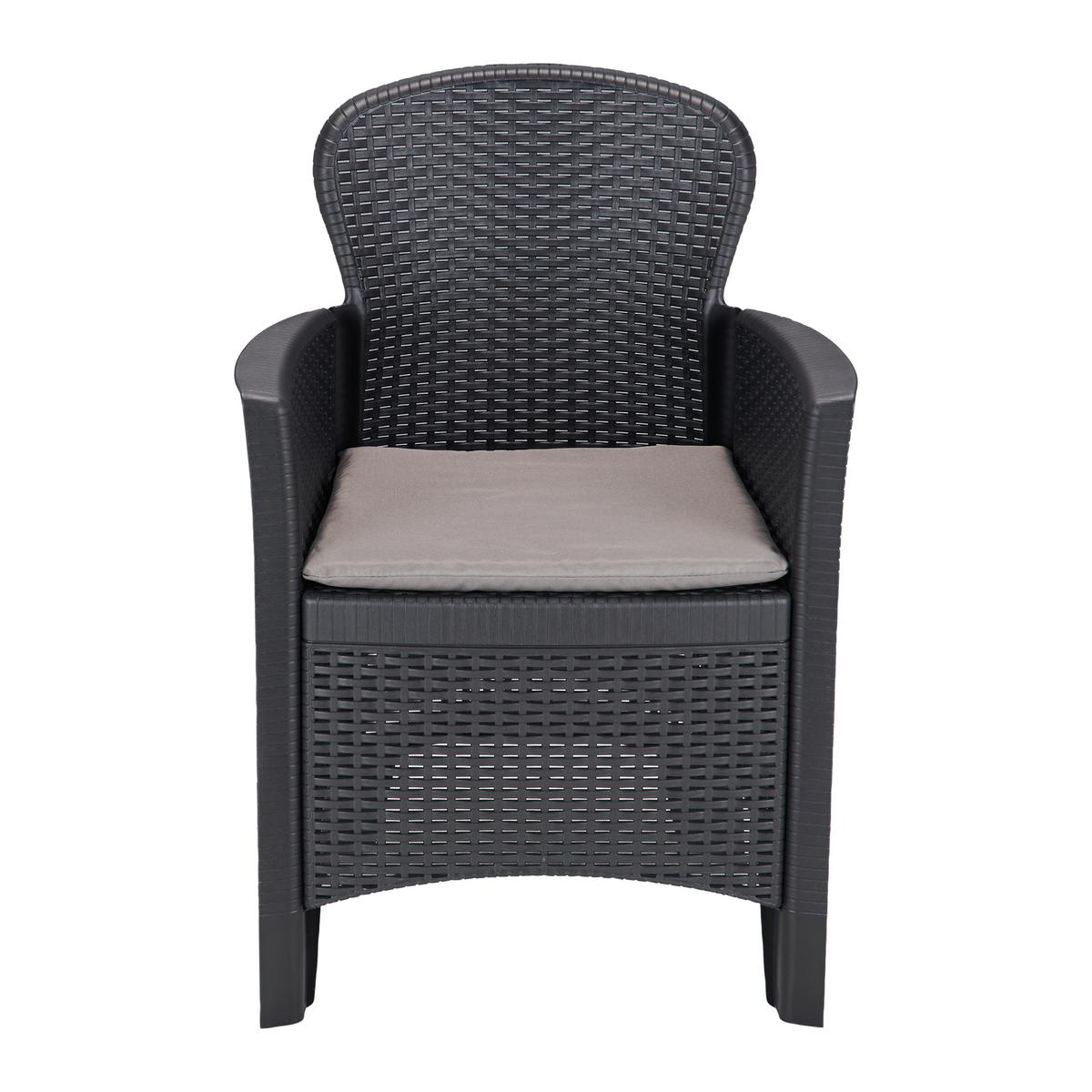 Balkonmöbel Set Akita Kunststoff Mit Kissen - Anthrazit/Grau, MODERN, Kunststoff/Textil - Ondega