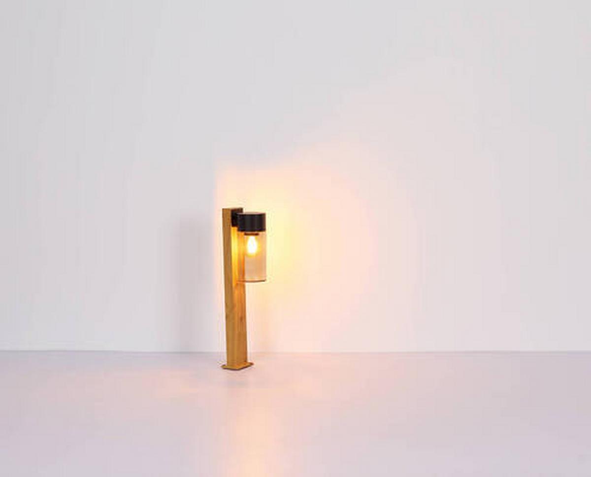 Außenleuchte 31976 - Schwarz, Natur, Glas/Metall (9/14,5/50cm) - Globo