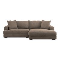 Ecksofa Pelle m. Kissen hellbraun Cord 265x180cm - Hellbraun/Schwarz, MODERN, Textil (265/180cm)