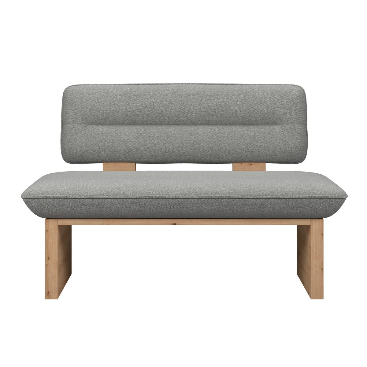 Sitzbank Beluna II Webstoff grau, B: 160cm - Eichefarben/Schwarz, KONVENTIONELL, Holzwerkstoff/Textil (160/87/67cm) - James Wood