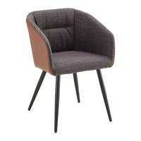 Jídelní židle Bianco pravá kůže hnědá - černá/tmavě šedá, Moderní, kov/dřevo (55,5/75,5/58cm) - Bessagi Home