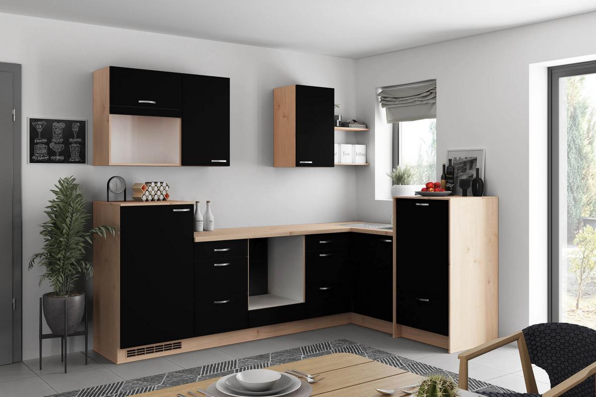 Eckküche Clean - Wildeiche/Schwarz, MODERN, Holzwerkstoff (280/178cm) - Express