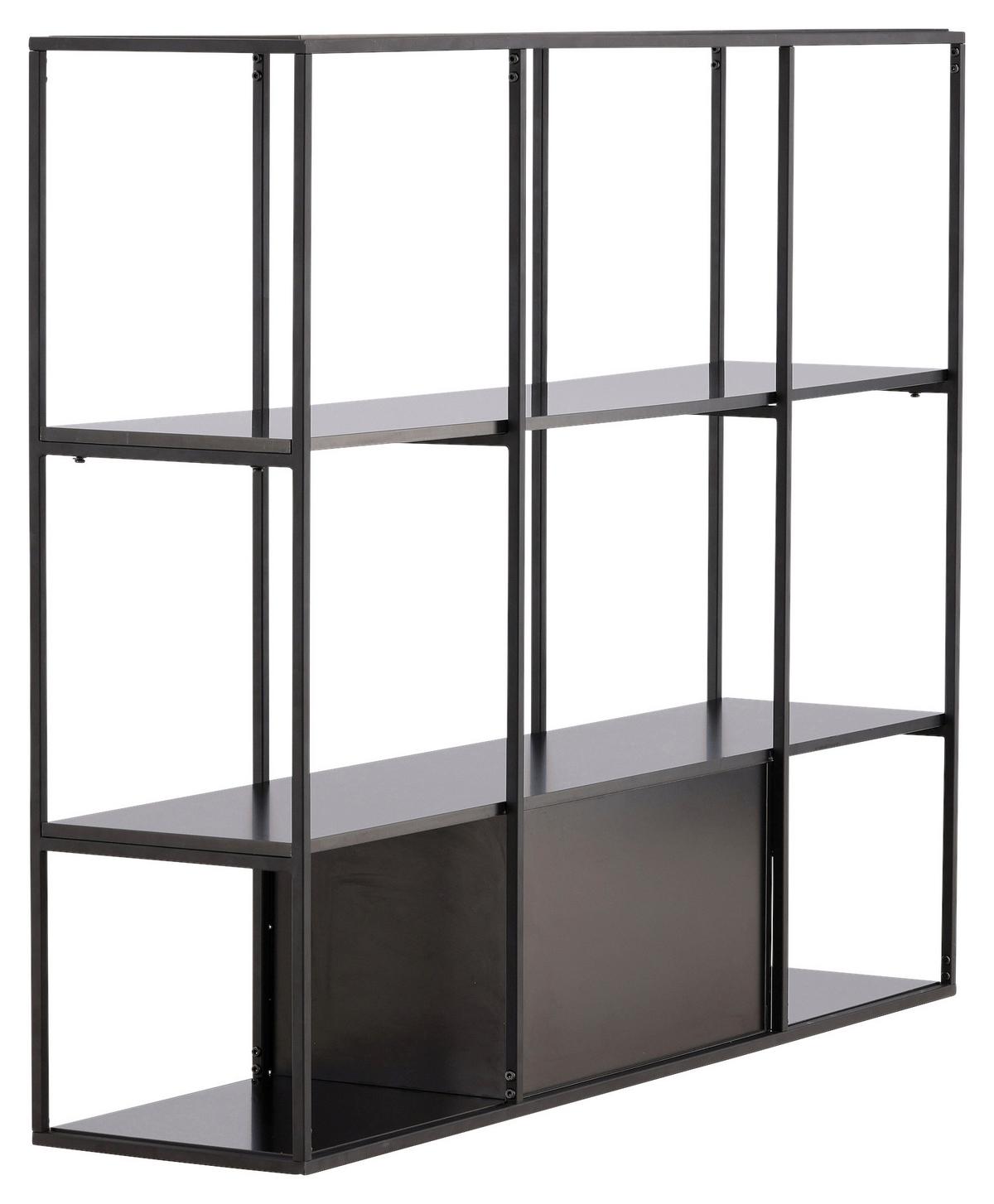 Regal Amarillo - Nussbaumfarben/Schwarz, Design, Holzwerkstoff/Metall (150/120/35cm) - Livetastic