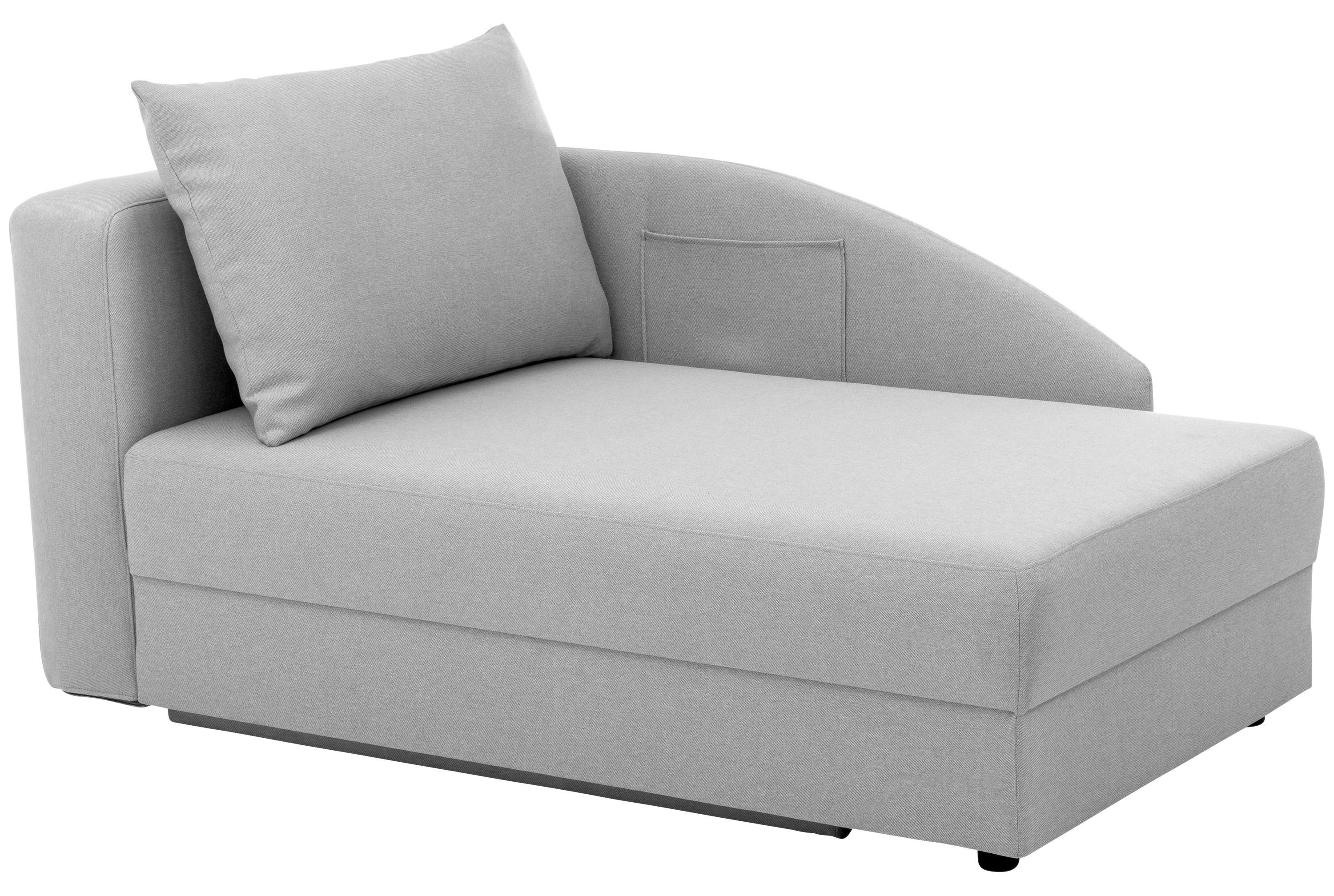 Recamiere Tobi L: 154cm rechts Hellgrau mit Bettkasten - Hellgrau, Design, Textil (154/86/93cm) - Max Winzer