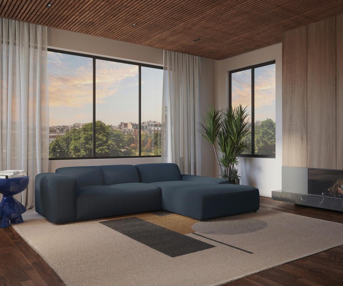 Ecksofa Hannah Blau 304x200 cm - Blau/Schwarz, Design, Textil (304/200cm) - MID.YOU