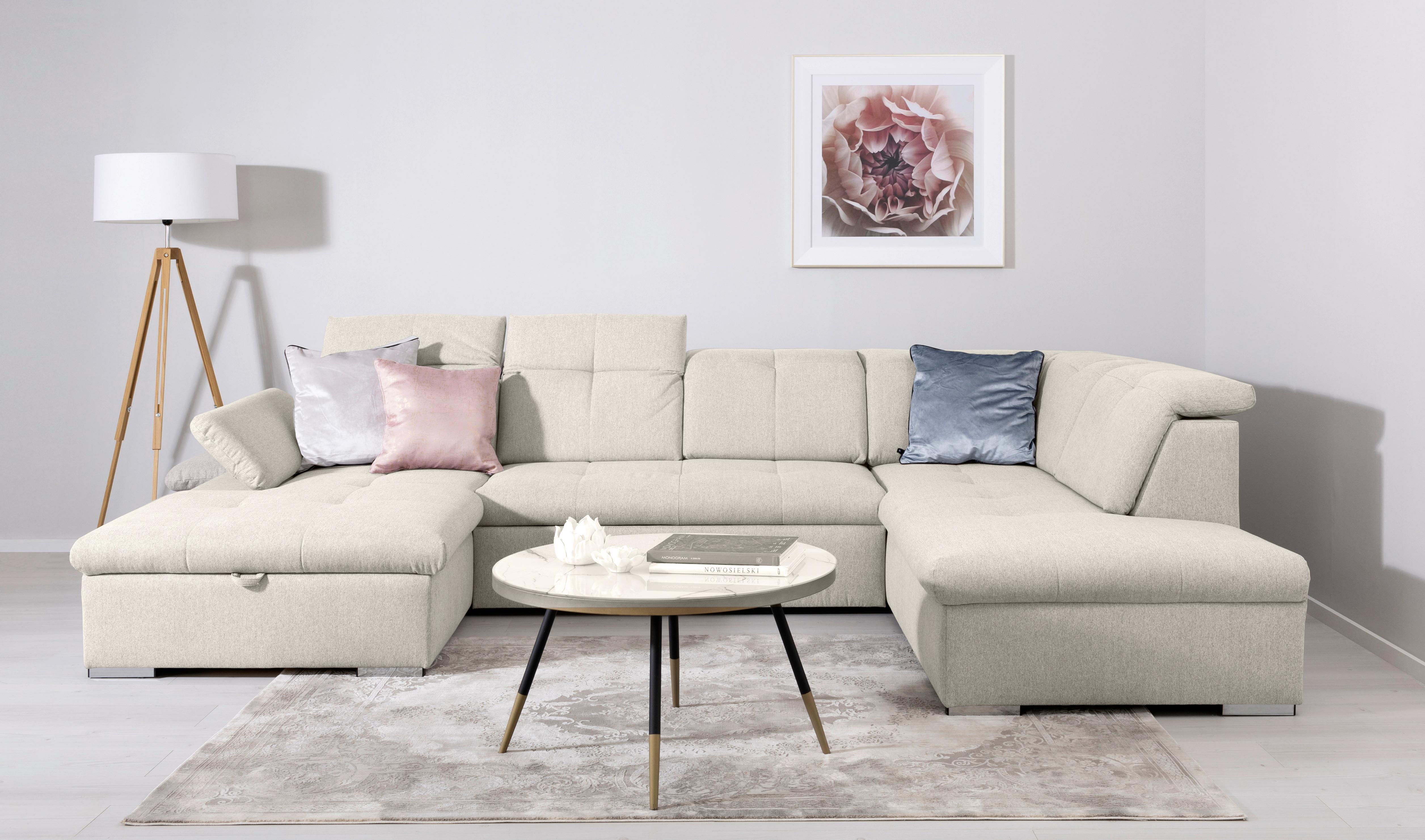 Wohnlandschaft Ramzes Beige U: 173x328x215 cm - Creme/Grau, Design, Textil (173/328/215cm) - MID.YOU