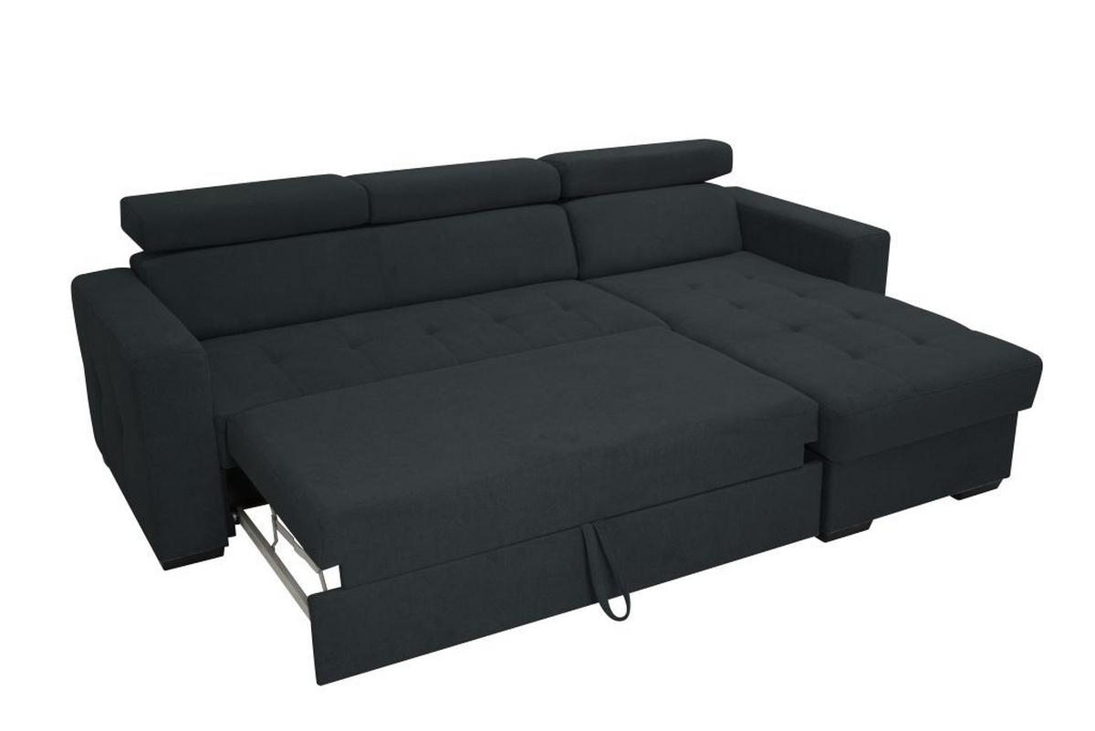 Rohová sedačka MARCO, obojstranná, čierny velúr - čierna, Konventionell, kov/drevo (238/78-94/170cm)