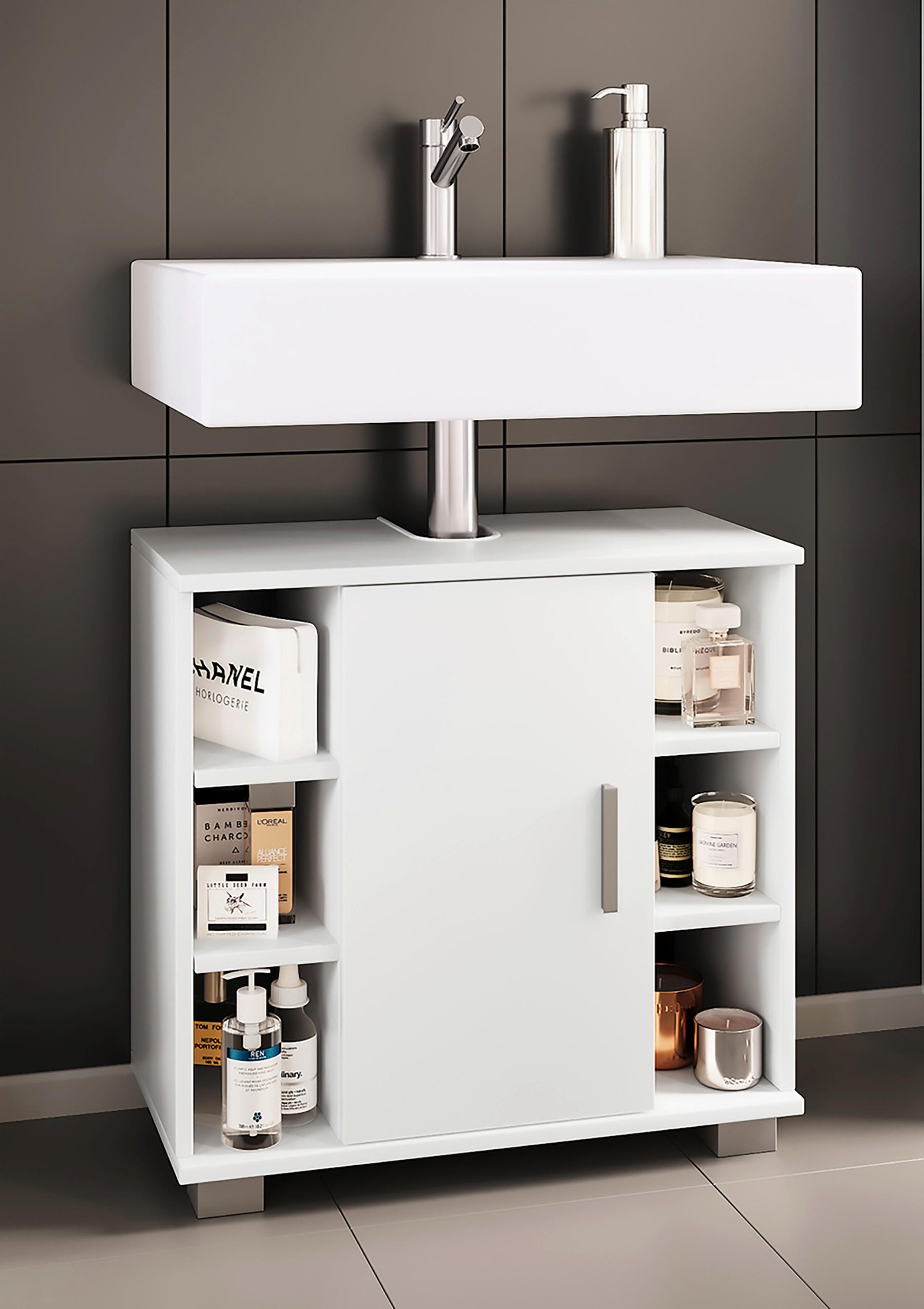 Waschbeckenunterschrank Zalo M B: 60 cm Weiß - Weiß, MODERN, Holzwerkstoff (60/57,7/30,4cm) - MID.YOU