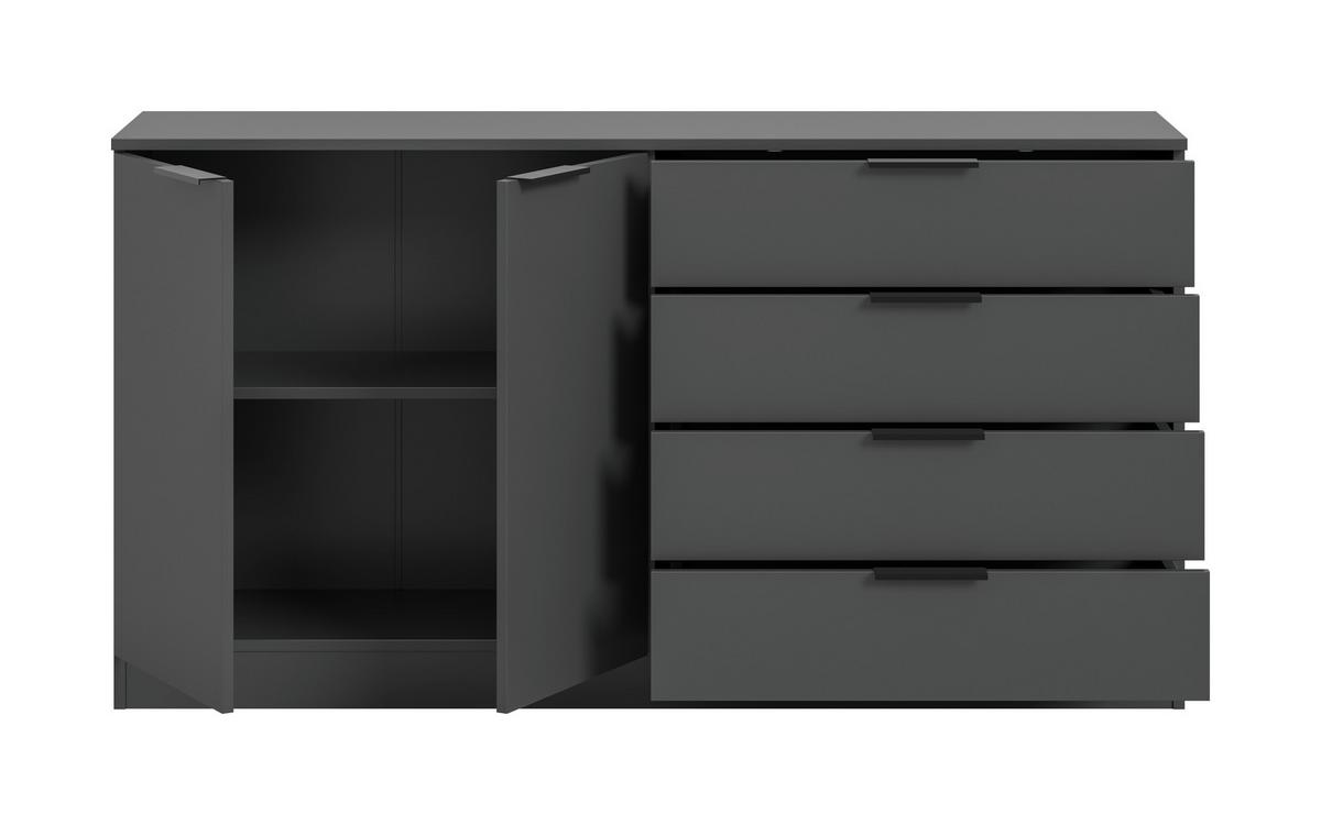 Kommode Kopenhagen Anthrazit, B: 148 Cm - Anthrazit/Schwarz, Design, Holzwerkstoff (148/80/35cm) - Livetastic