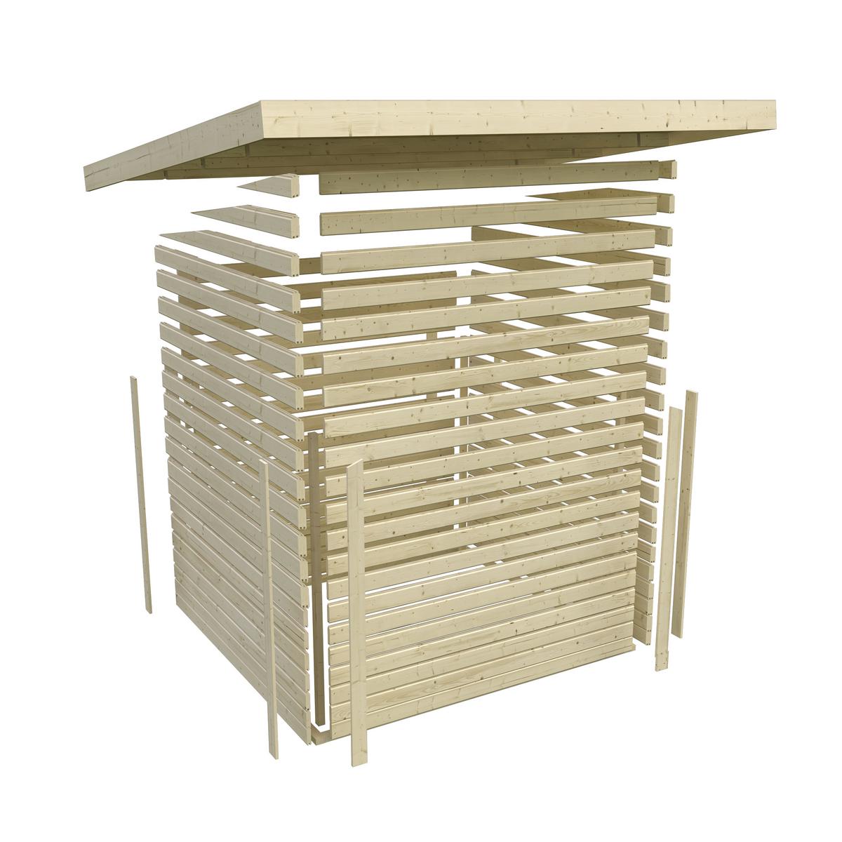 Sauna Dijon Mit Ext. Steuerung 9-Kw-Ofen Inkl. Diabassteine - Naturfarben, MODERN, Holz (196/228/196cm) - Karibu