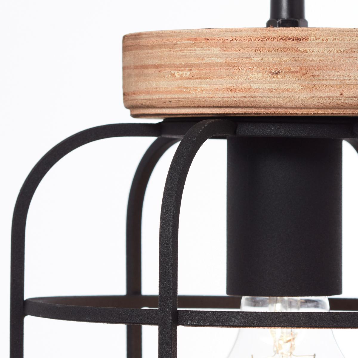 Hängeleuchte Gwen H: 142 Cm 3-Flammig, Braun/schwarz - Schwarz/Braun, Design, Holz/Metall (100/20/142cm) - Brilliant