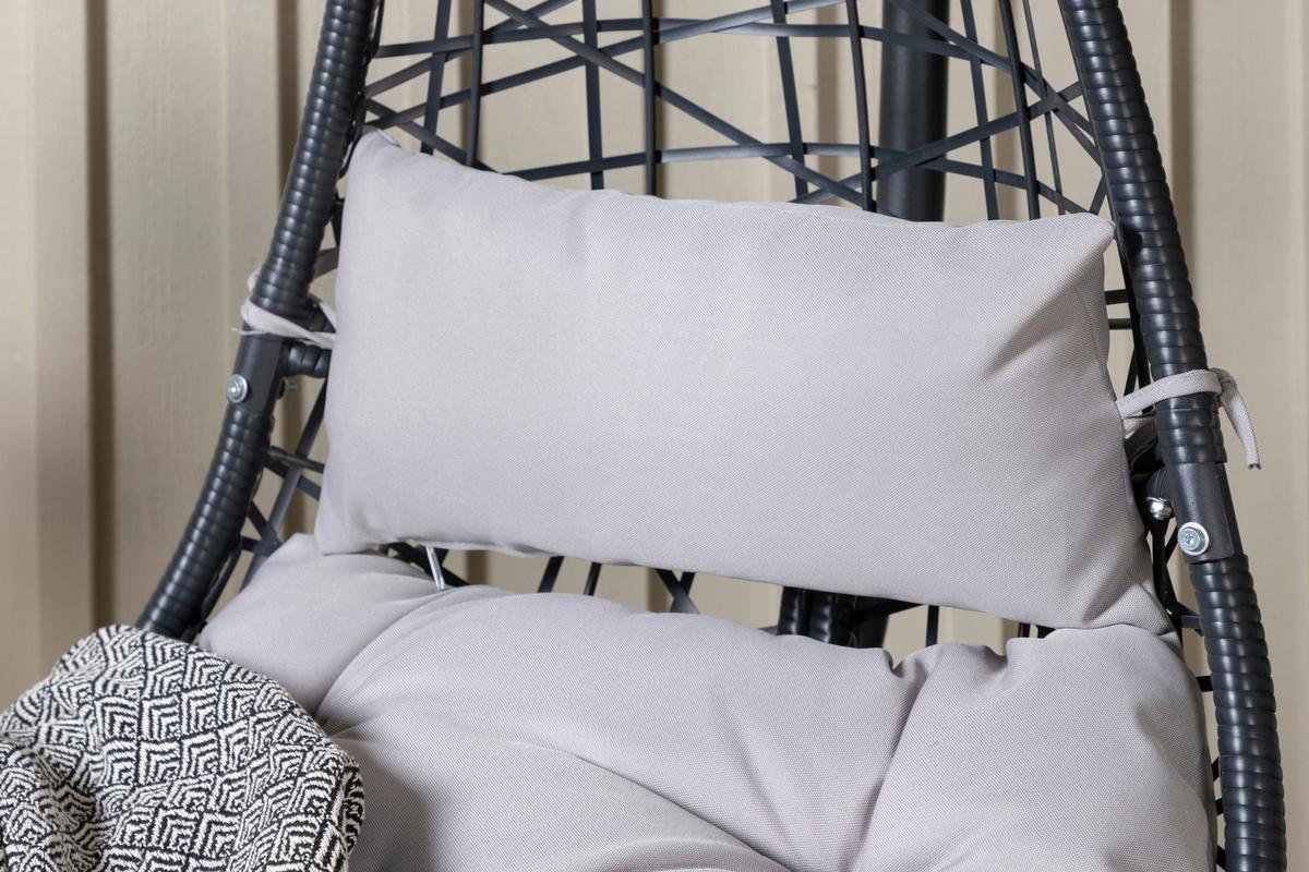 Hängesessel +gestell Edinburgh Mit Sitz- Und Rückenkissen - Schwarz/Grau, KONVENTIONELL, Kunststoff (132/205/130cm) - Gardenson