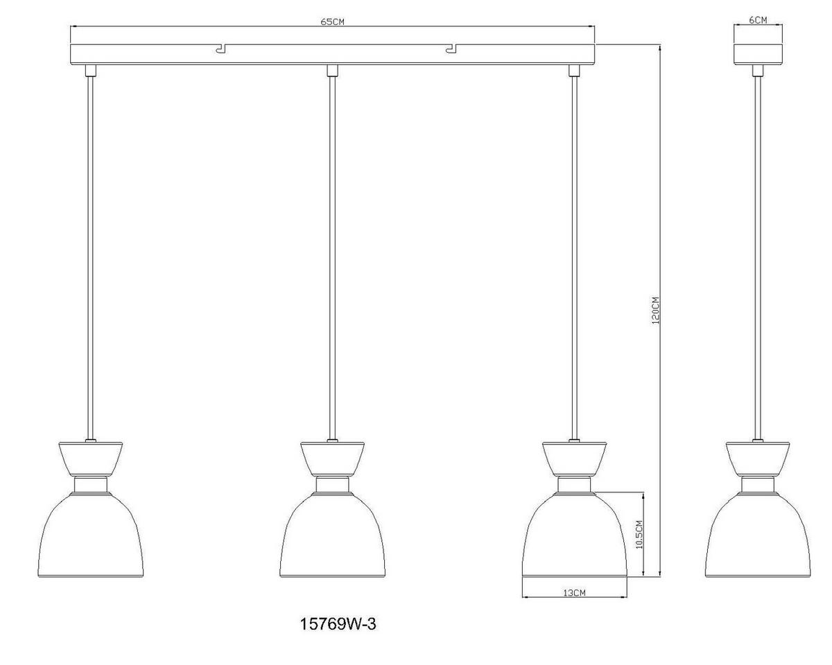 Hängeleuchte Massey Weiß L: 65 cm - Weiß, Design, Glas/Kunststoff (65/13/120cm) - Globo