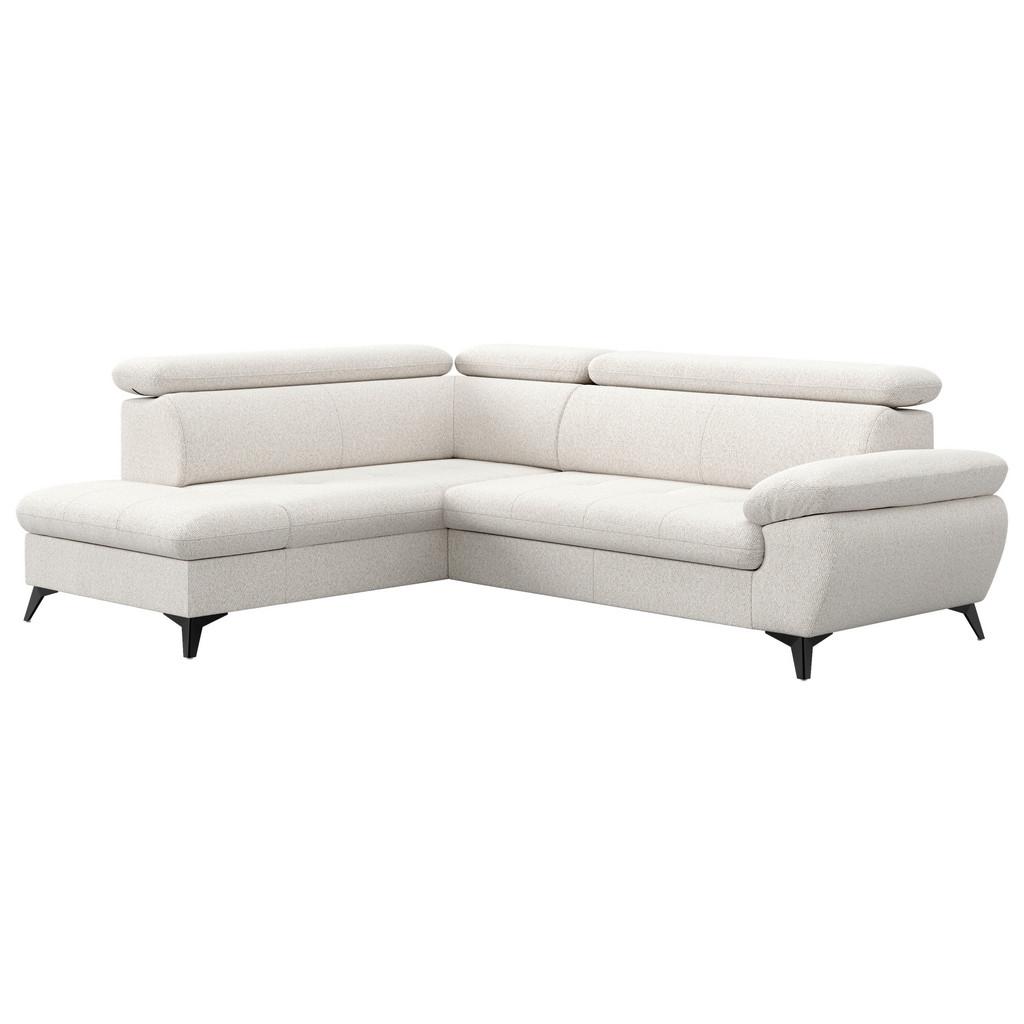 Ecksofa mit Bettfunktion Hudson, Chenille Silberfarben
