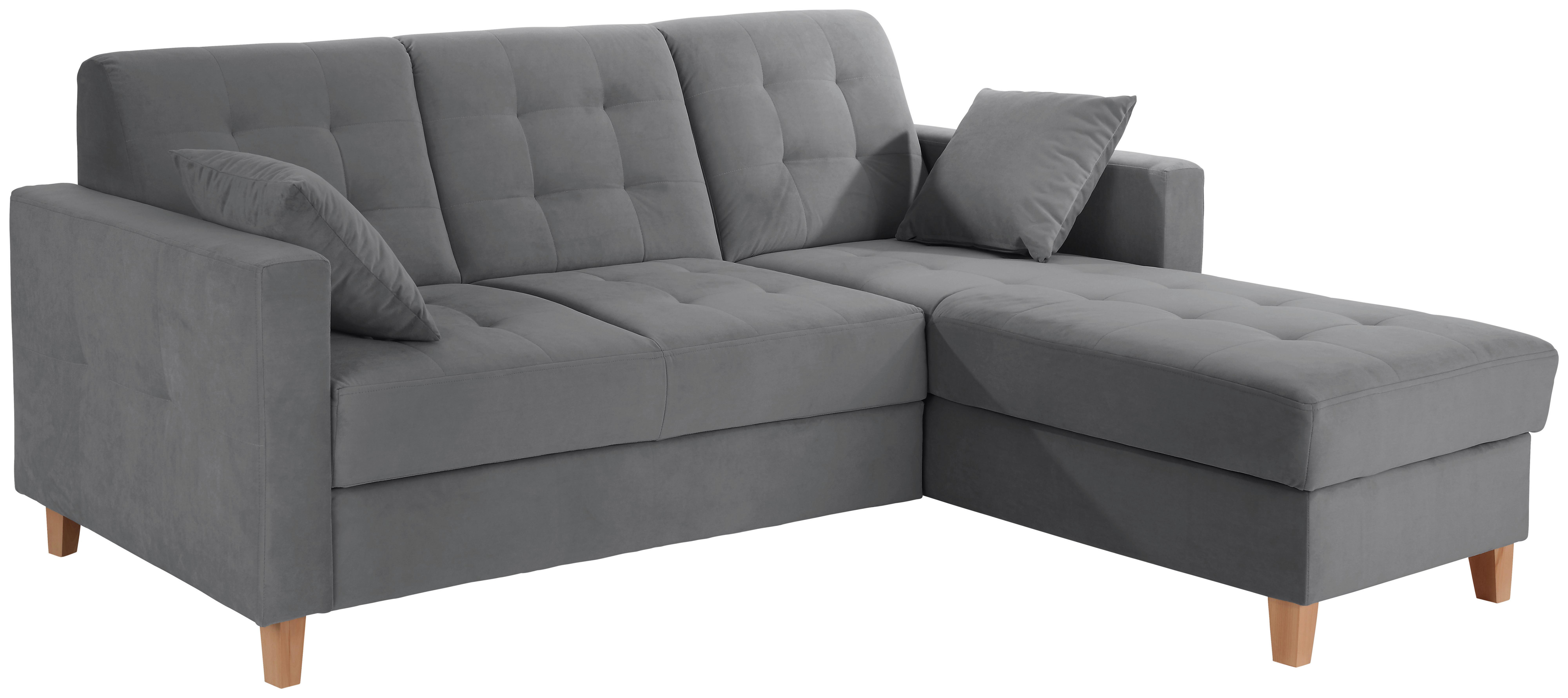 Ecksofa Bergen - Dunkelgrau/Naturfarben, Design, Textil (231/160cm) - Luca Bessoni