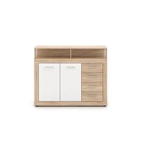 Komoda LUNa bílá/sonoma - bílá/černá, Design, kompozitní dřevo/plast (119,5/96,8/32cm) - MID.YOU