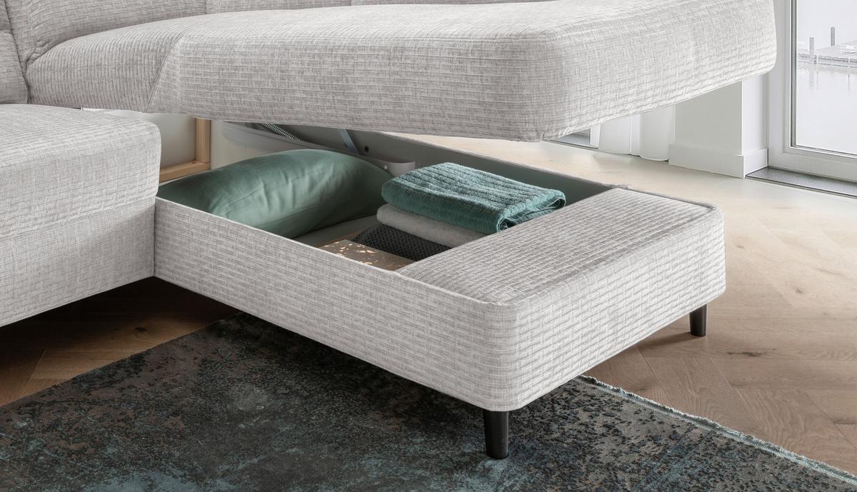 Ecksofa Cavoli, Weiß S: 279x176 cm - Schwarz/Weiß, MODERN, Textil (279/176cm) - Livetastic