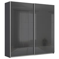 Tolóajtós Szekrény Feldkirch 225/229 Cm - magasfényű antracit/antracit, Modern, faalapú anyag/Üveg (225/229/62cm)