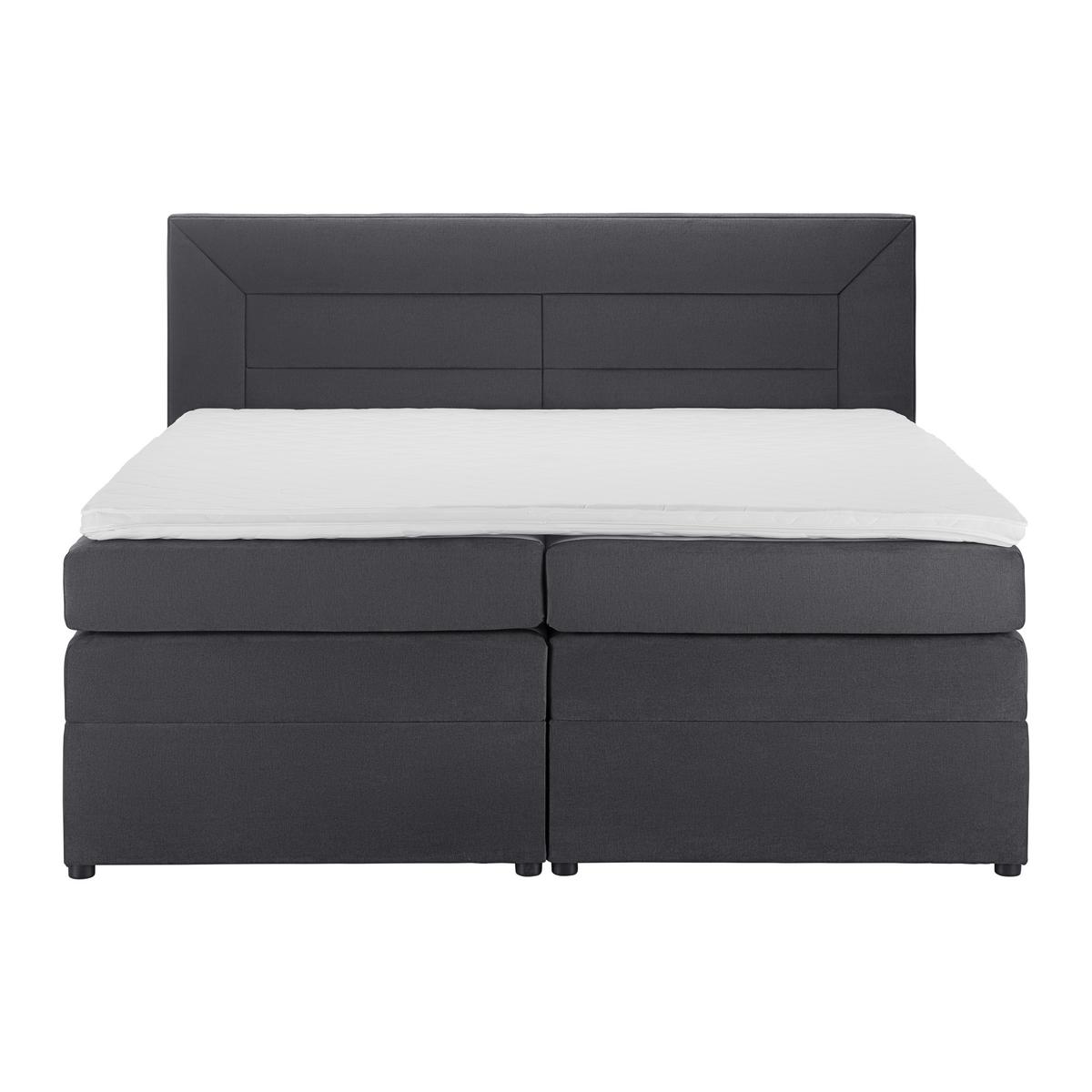 Postel Boxspring s topperem Maja, 180x200 - šedá/černá, Moderní, dřevo/textil (180/200cm) - Bessagi Home