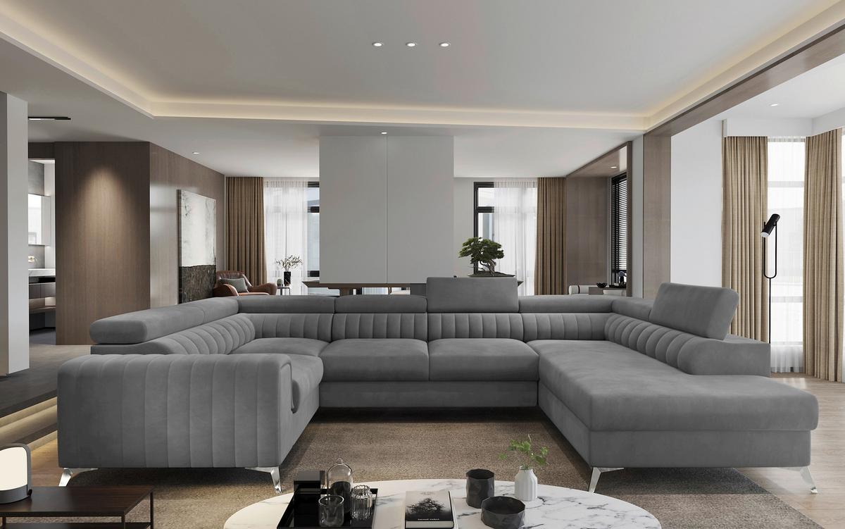 Wohnlandschaft Louis Grau U: 202x347x202 cm - Silberfarben/Grau, Design, Textil (202/347/202cm) - MID.YOU