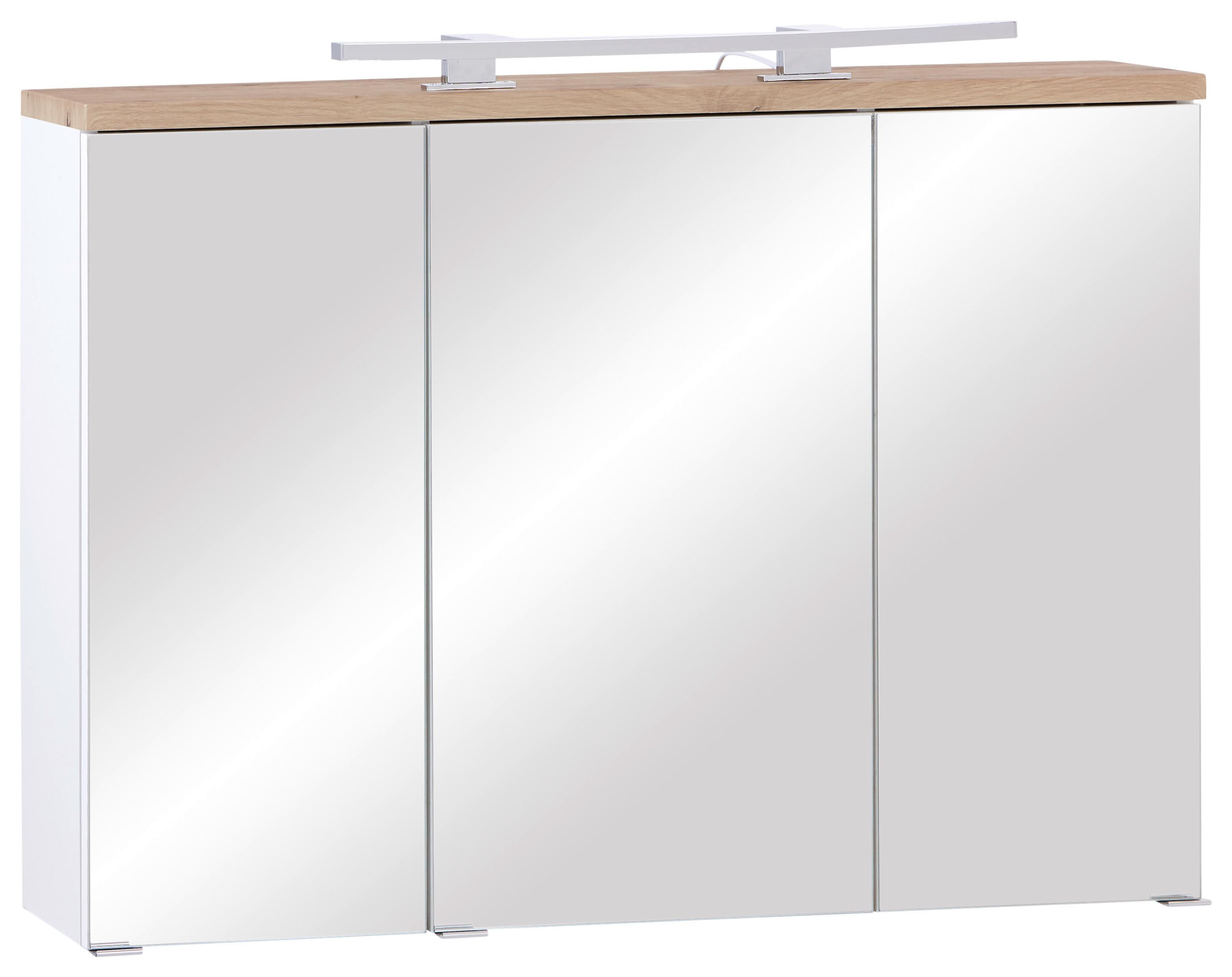 Spiegelschrank Marbella Mit Led 3-Türig 100x70x20 cm - Weiß, MODERN, Glas/Holzwerkstoff (100/70/20cm)