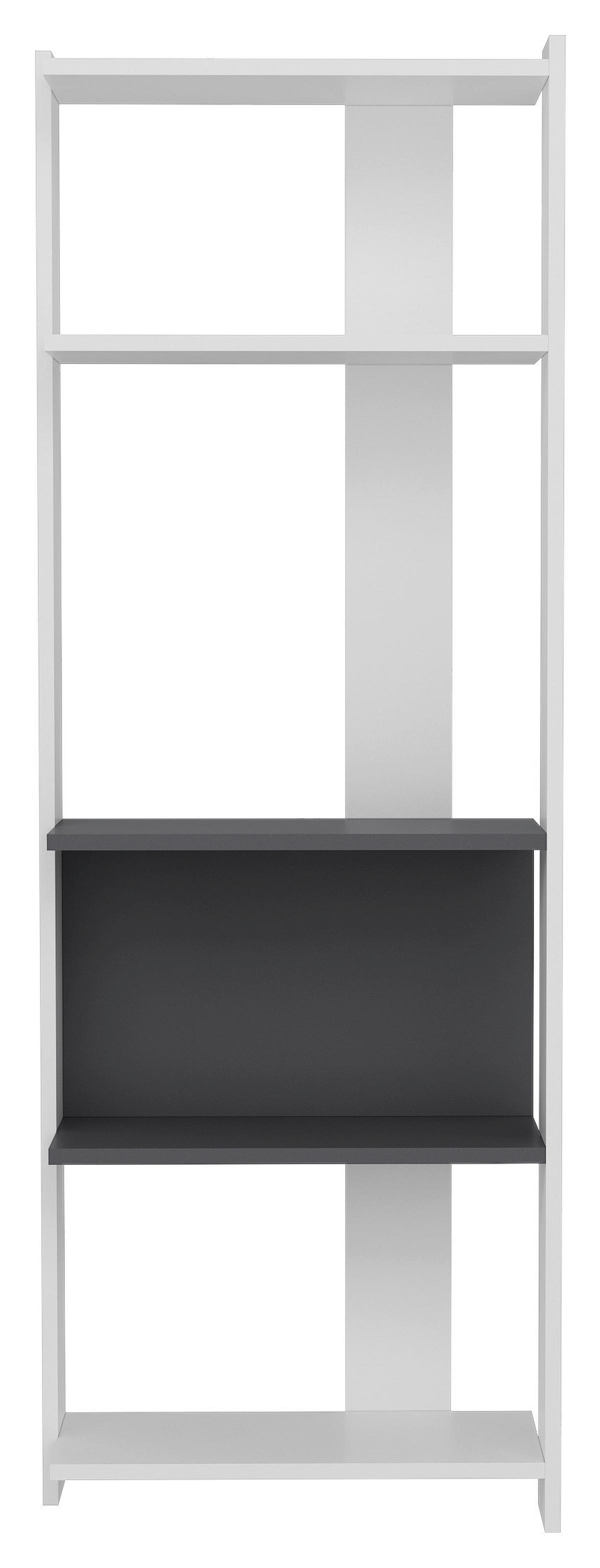 REGÁL ABIS - biela/antracitová, Design, kompozitné drevo (58,6/165/26,8cm) - MID.YOU