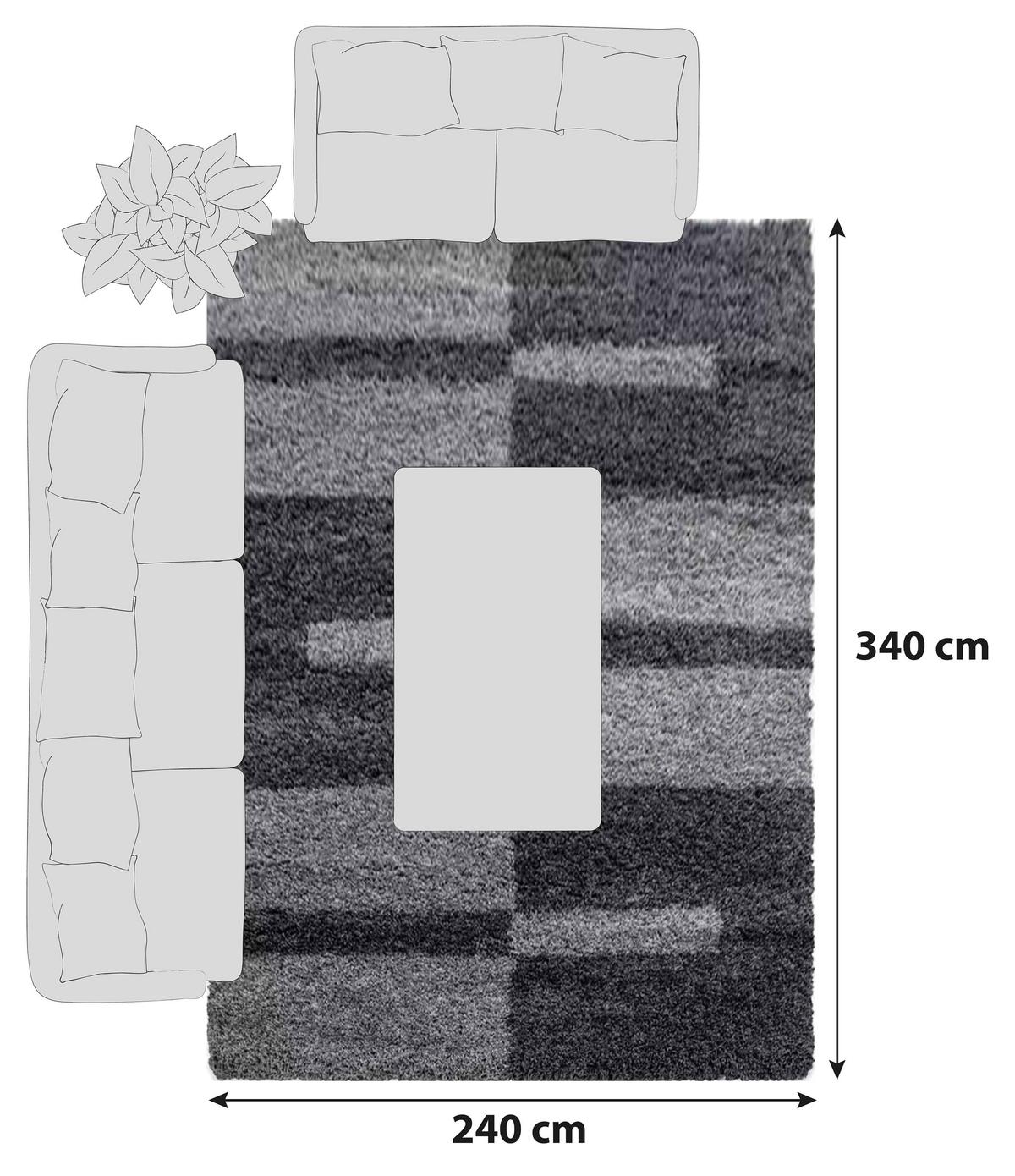 Hochflor Teppich Grau Gala 240x340 Cm - Grau, Design, Textil (240/340cm)