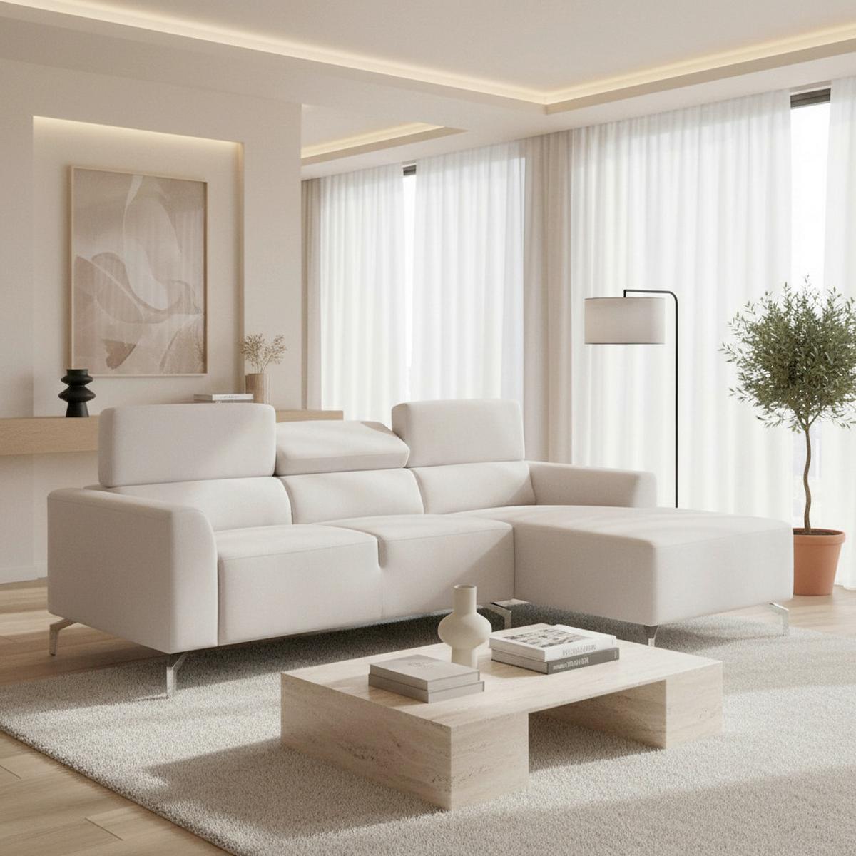 Rohová sedacia súprava FILOU, svetlosivá - svetlosivá, Modern, drevo/textil (211/146cm) - Bessagi Home