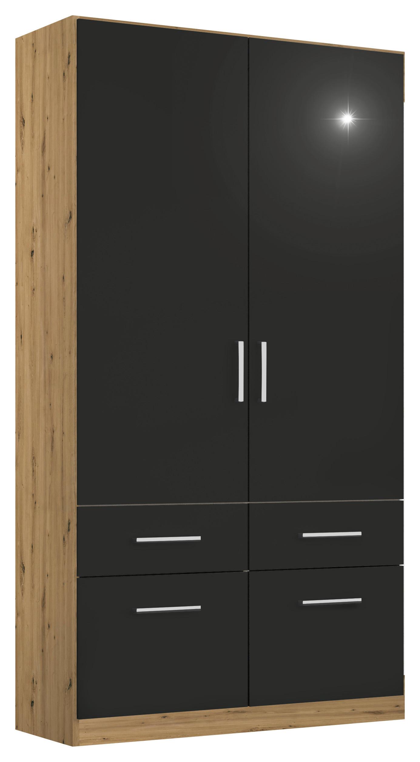 Drehtürenschrank Berlin Eiche Artisan/grau B: 91 Cm - Eiche Artisan/Grau, MODERN, Holzwerkstoff (91/197/54cm) - Rauch Möbel