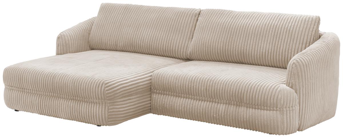 Ecksofa Lush, Sandfarben Schenkel: 161x284 cm - Sandfarben/Schwarz, Design, Textil (161/284cm) - Livetastic