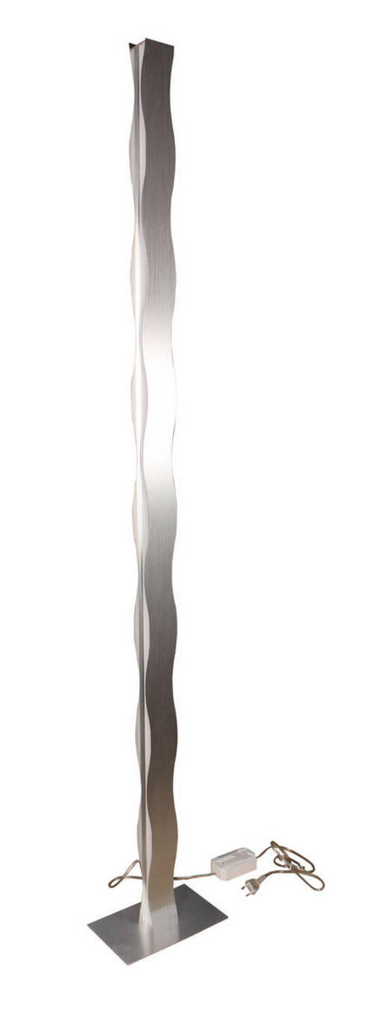 LED-Stehlampe Wave dimmbar Nickelfarben Fußschalter - Nickelfarben, Design, Metall (26/177/16cm)