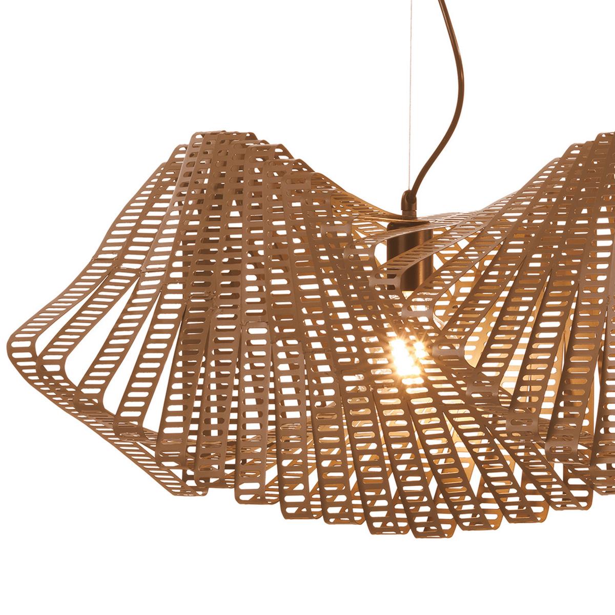 Hängeleuchte Cognac L: 95 Cm 22w - Cognac, Design, Metall (95/30/100cm)