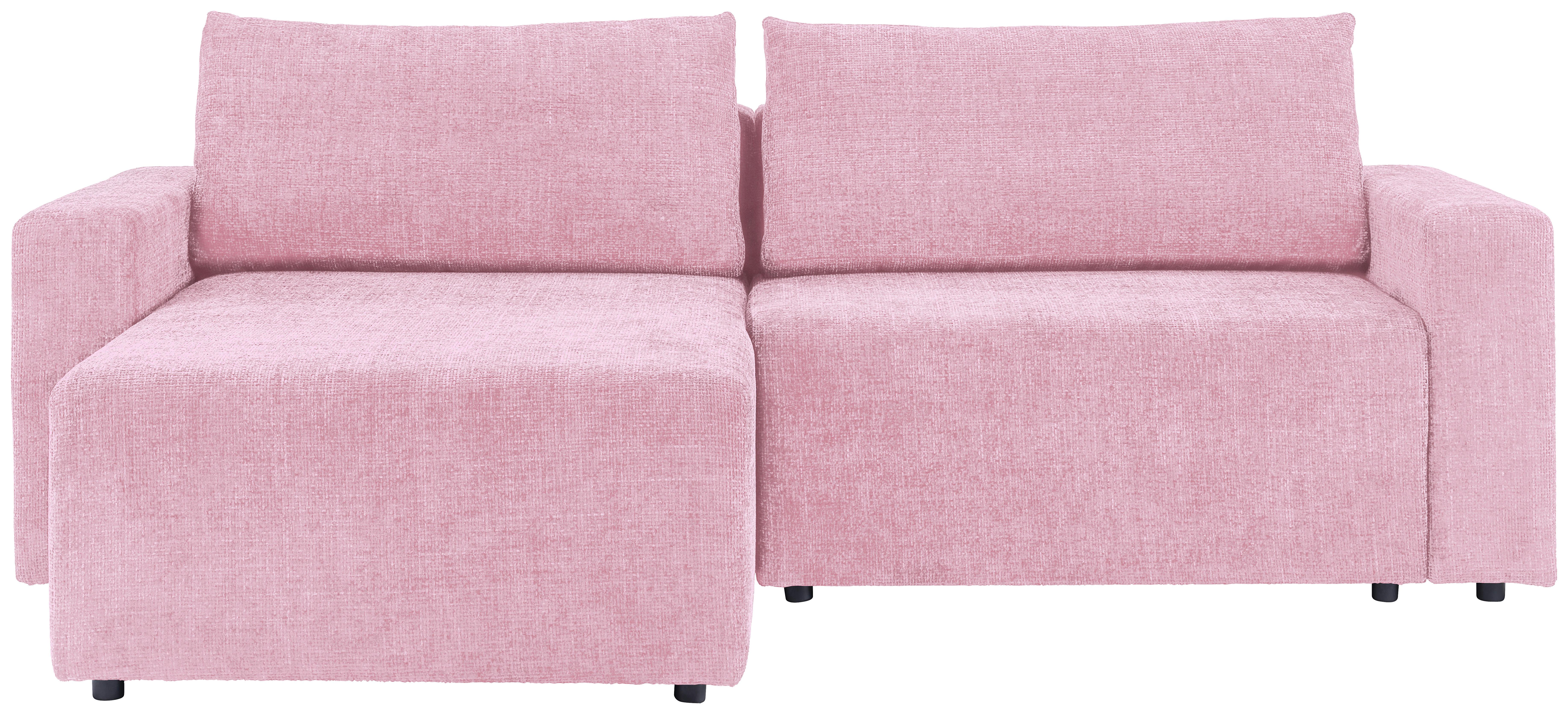 Ecksofa Dallas - Schwarz/Rosa, MODERN, Holz/Kunststoff (258/173cm)