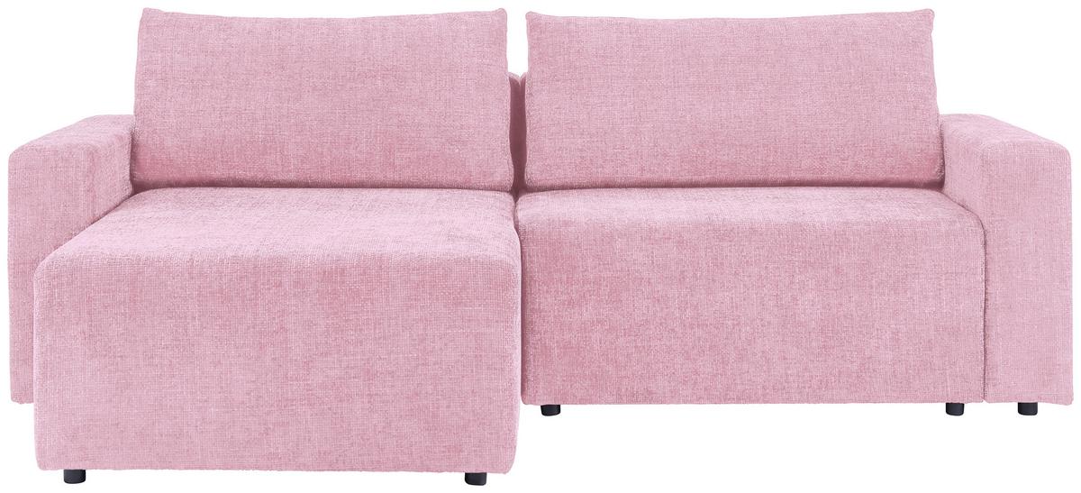 Ecksofa Dallas - Schwarz/Rosa, MODERN, Holz/Kunststoff (258/173cm)